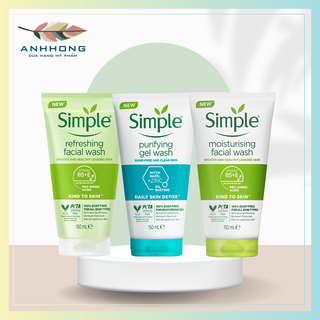 Sữa rửa mặt Simple giúp da sạch thoáng & không chứa xà phòng 150ml
