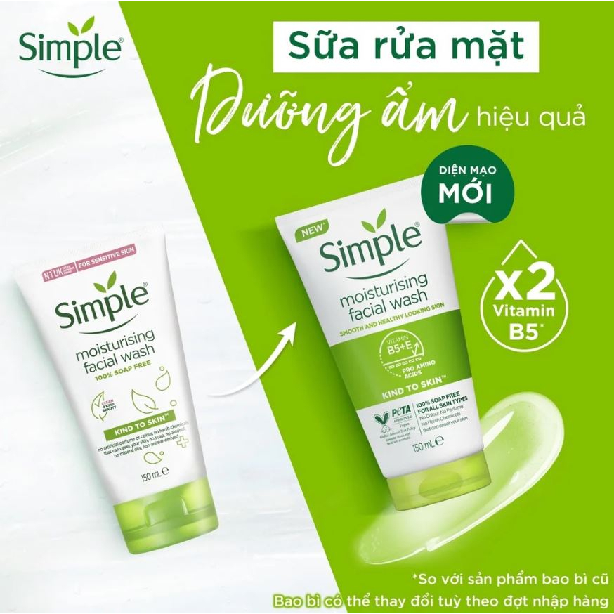 Sữa Rửa Mặt Dịu Nhẹ Simple Kind To Skin Refreshing Facial Wash 150ml