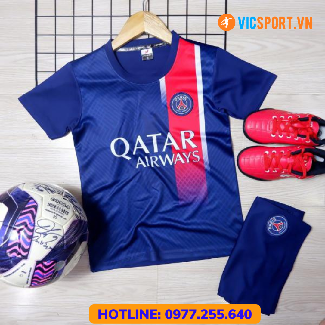 Áo Bóng  Đá, Áo Đá Banh Trẻ Em  CLB PSG Vải Thun Lạnh Thoáng Mát Cho Bé - Vicsport