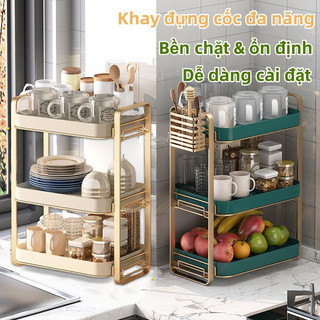GKSOOK Giá đựng cốc, khay úp ly 2/3 Tầng Kệ để đồ đựng cốc khay để chén Khay kệ cao cấp phong cách sang trọng úp ly cốc