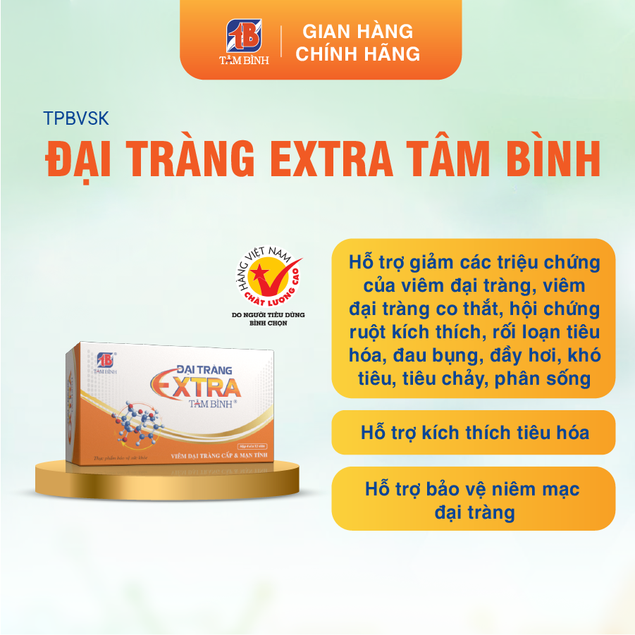 Combo 03 hộp Đại tràng Extra Tâm Bình - Hỗ trợ giảm các triệu chứng của viêm đại tràng, bảo vệ niêm mạc đại tràng