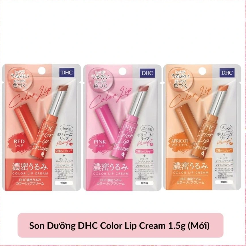 Cây son dưỡng có màu DHC Color Lip Cream Japan 1.5g / Son dưỡng môi DHC đỏ hồng cam