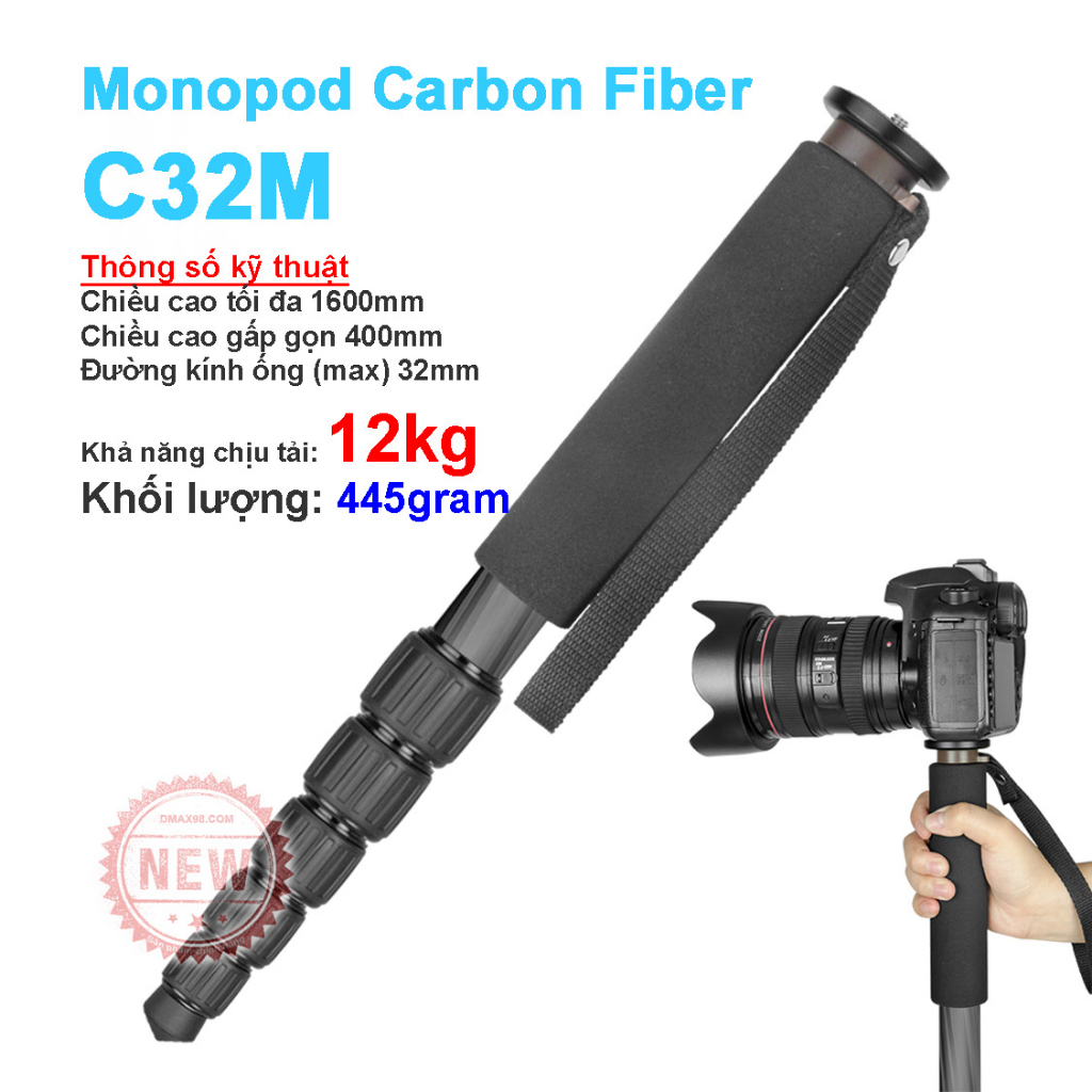 Chân đơn máy ảnh monopod Carbon Fiber C32M cực rẻ