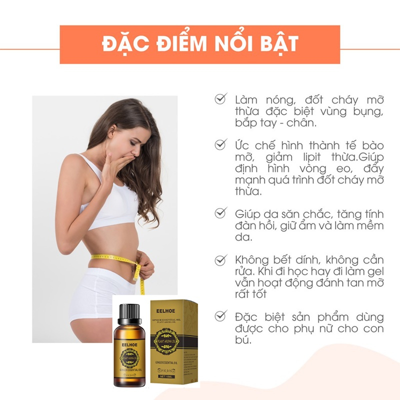 Tinh dầu gừng dầu massage body giảm mỡ bụng giảm mỡ đùi giảm cân tiến hạnh không có tác dụng phụ