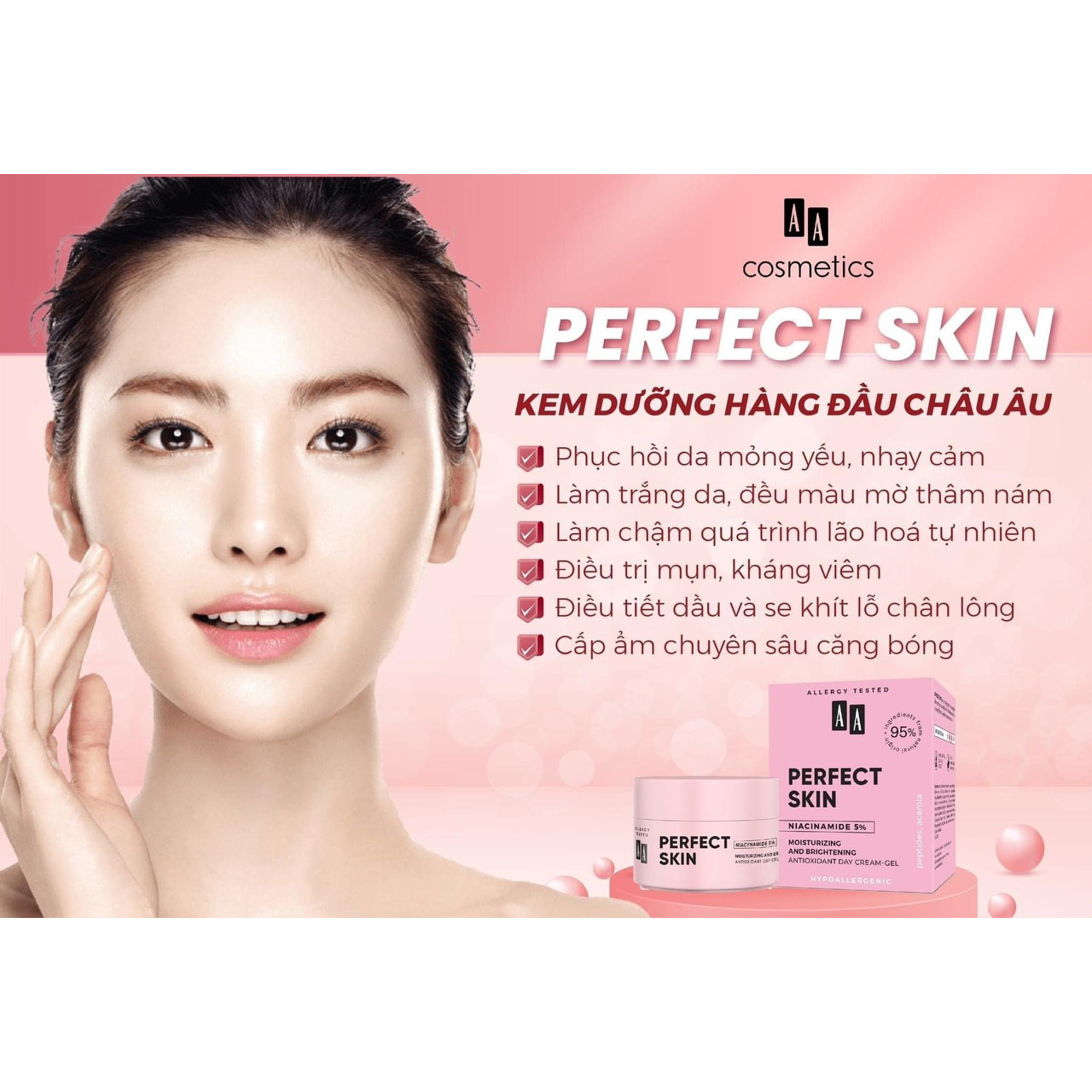 Kem Niacinamide 5% AA Cosmetics Perfect Skin Dưỡng Trắng,Mờ Nám Tàn Nhan.hũ 50g