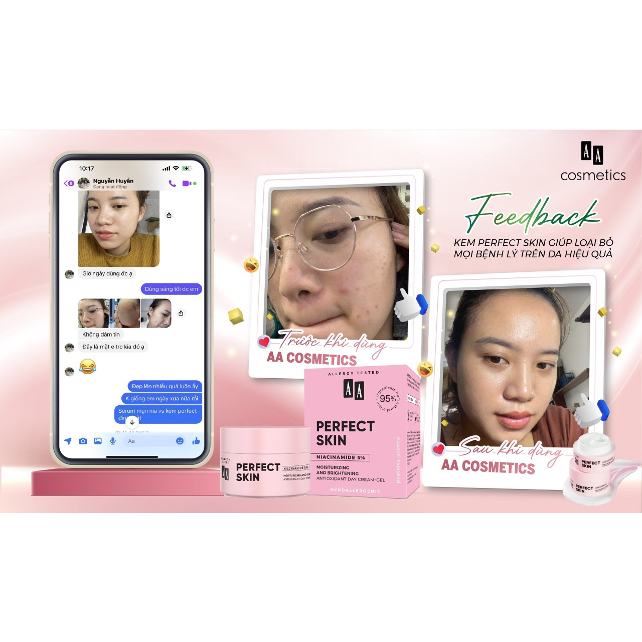 Kem Niacinamide 5% AA Cosmetics Perfect Skin Dưỡng Trắng,Mờ Nám Tàn Nhan.hũ 50g