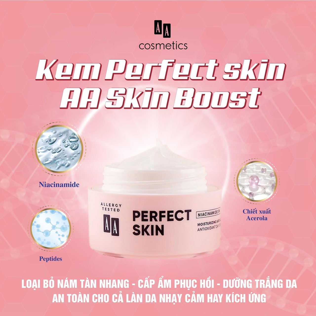 Kem Niacinamide 5% AA Cosmetics Perfect Skin Dưỡng Trắng,Mờ Nám Tàn Nhan.hũ 50g