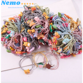Dây Buộc Tóc - Chun buộc tóc ICON cute co giãn phong thái korea Mới 2023 - Combo 100 dây cột tóc mix nhiều mẫu dễ thư