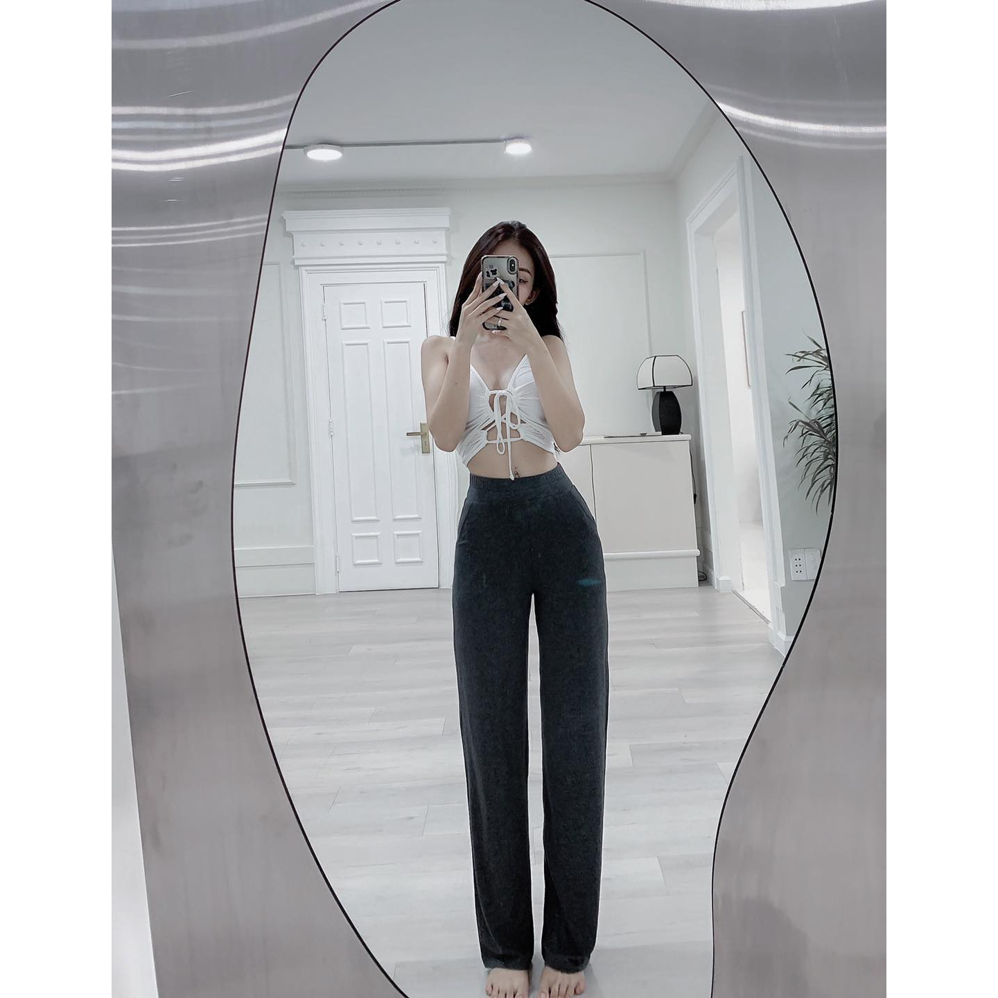 Quần suông ống rộng thun - 1346