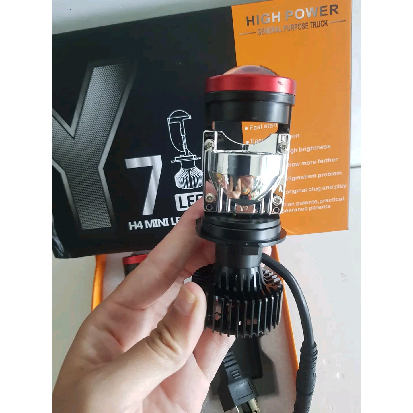 Bi mini led y7s 3 chế độ màu. lắp oto xe máy. lắp đặt như zin