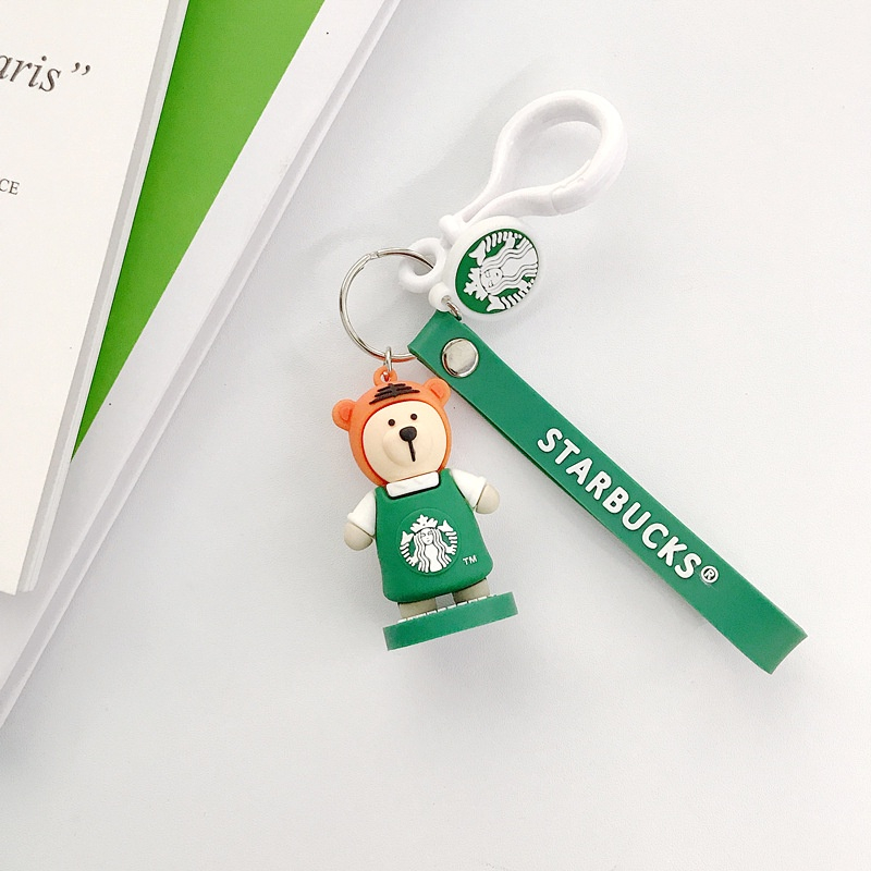 Móc khóa chú gấu Starbucks 12 con giáp Ohstyle chất liệu PVC màu sắc dễ thương, làm móc treo balo túi xách, quà tặng