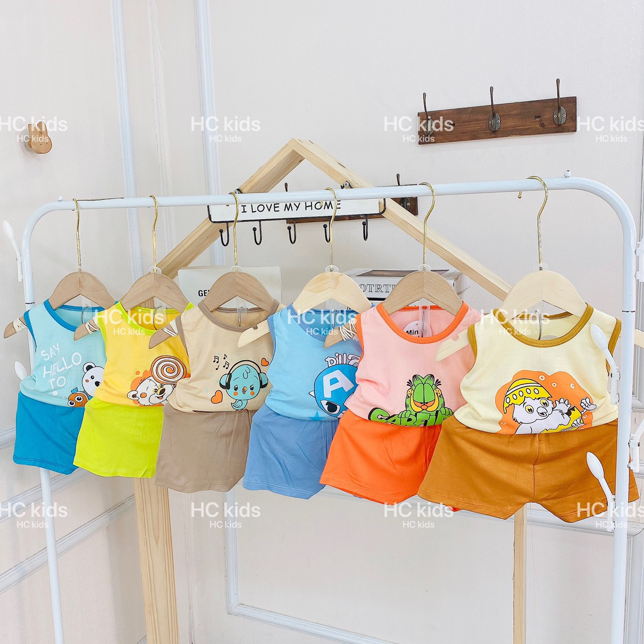 Bộ Ba Lỗ MinKy Mom Cổ Viền Áo In Hình Bụng Quần Trơn Thun Lạnh Cho Bé (HN)