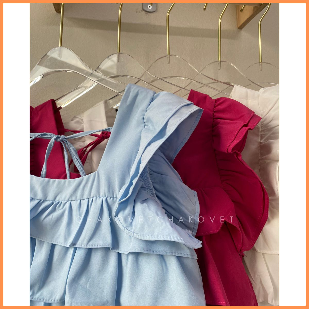 Áo babydoll croptop xếp tầng A8646 Áo dáng ngắn thiết kế cổ vuông mix tay cánh tiên kèm dây thắt nơ nhỏ lưng xinh xắn