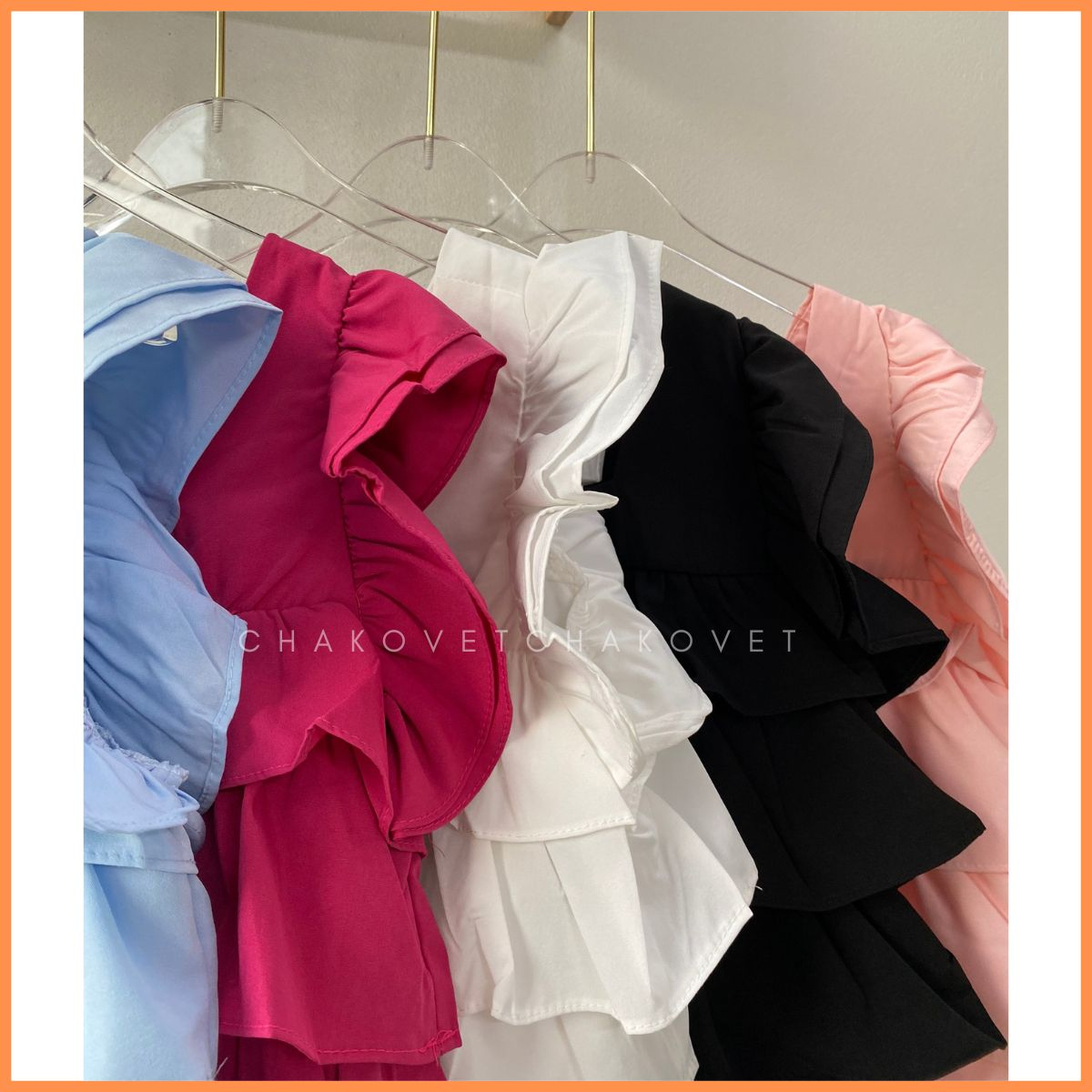 Áo babydoll croptop xếp tầng A8646 Áo dáng ngắn thiết kế cổ vuông mix tay cánh tiên kèm dây thắt nơ nhỏ lưng xinh xắn