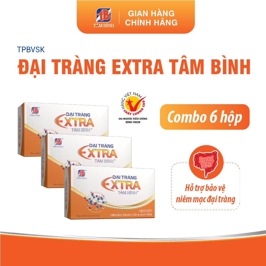 Combo 6 hộp Đại tràng Extra Tâm Bình, hỗ trợ giảm triệu chứng viêm đại tràng, viêm đại tràng co thắt, ruột kích thích