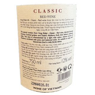Vang Đàlạt Classic Red Wine 750ml