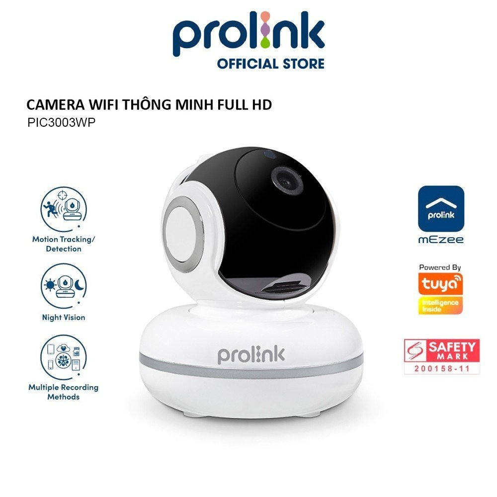 Camera Wifi PROLiNK PIC3003WP thông minh giá rẻ, siêu nét Full HD 1080P, góc nhìn rộng, âm thanh 2 chiều