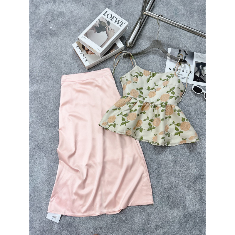 Set Áo 2 dây babydoll hoa gấm 23'September Clothes