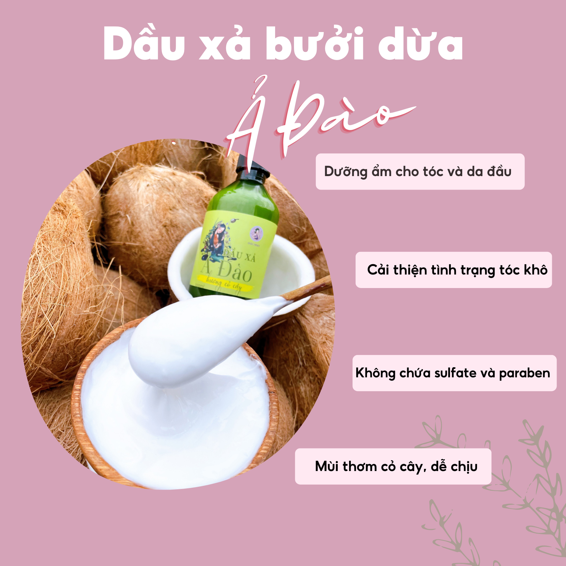 Dầu xả bưởi Ả Đào tinh dầu bưởi thảo dược thiên nhiên mềm mượt giảm rụng mọc tóc 300ml - MỘC NHAN