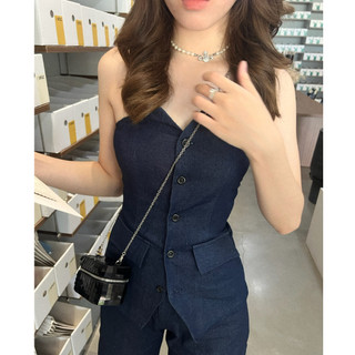 Myung - set có tách lẻ chất denim dáng áo cúp và quần ống rộng - joie nim set