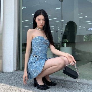 order 10 ngày  set váy denim sequin