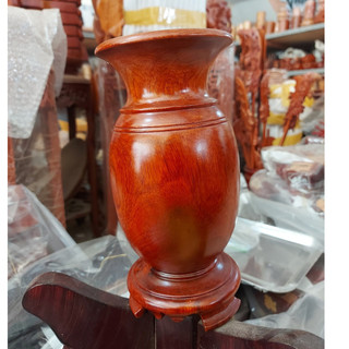Bình cắm hoa trang trí - Lọ hoa gỗ hương nguyên khối cao 22cm