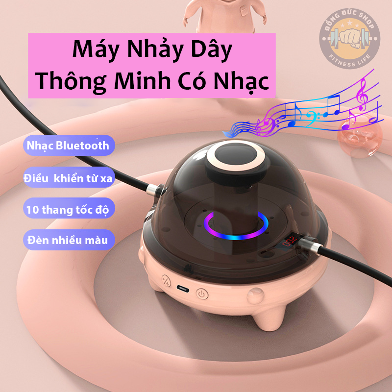Máy Nhảy Dây Thông Minh Có Nhạc Kết Nối BlueTooth - 10 Cấp Tốc Độ - Màn Hình Hiện Thị LCD - Có Điều Khiển Từ Xa