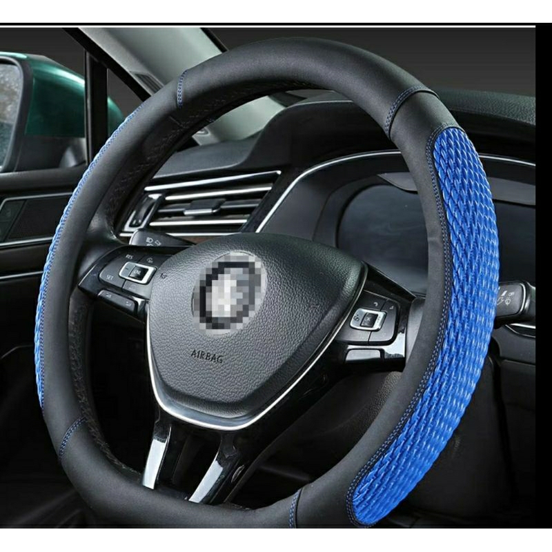Bọc Vô Lăng Ô Tô Dập Gân Chỉ Đỏ Thể Thao - Bọc Tay Lái Xe Hơi - Da Pu, Ốp Ôm Khít, Chống Trơn, Size 38