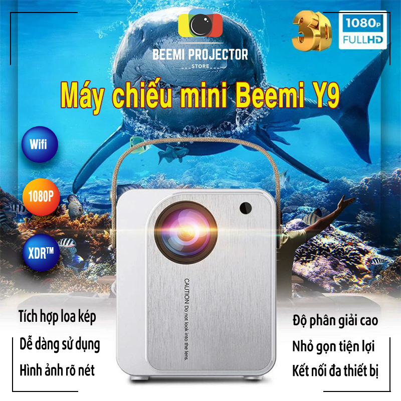 Máy Chiếu Phim Mini Full HD Beemi Y9 Máy Chiếu Phim Tại Nhà Kết Nối Wifi Điện Thoại USB Hệ Điều Hành Android D6