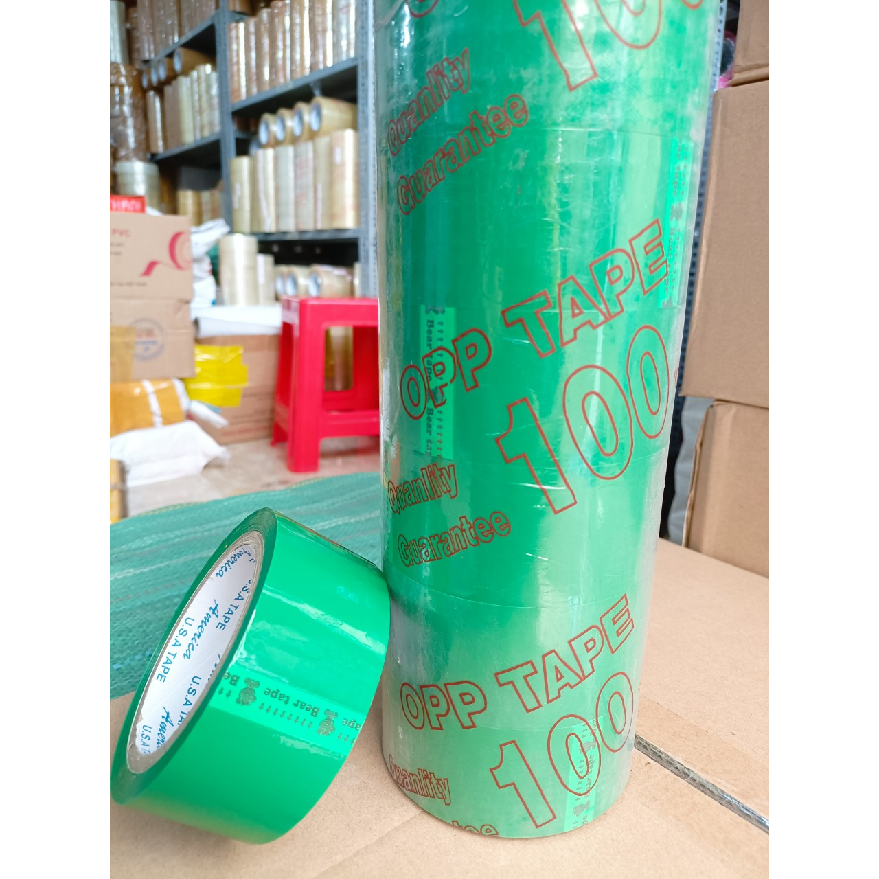 Băng keo màu xanh lá 48mm 100y 48mm (1 cuộn)