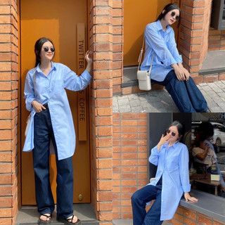 [Cotton Chống Nhăn] [Rẻ vô địch] VÁY SƠ MI NỮ DÀI TAY - HEE BY OHI - Màu Xanh Nhạt Pastel Blue (heebyohi)