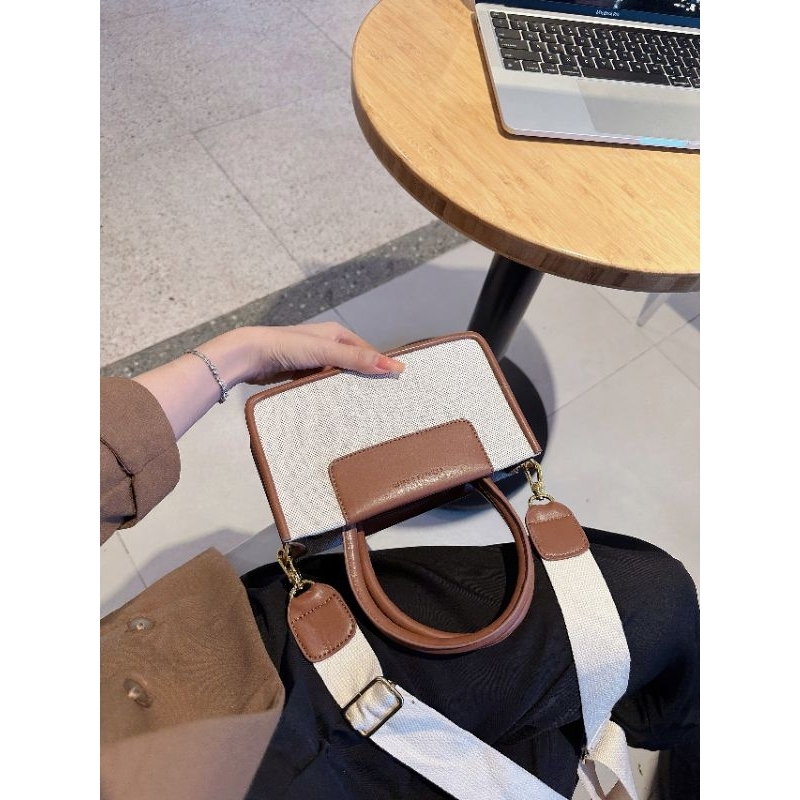 Túi tote cnk 2 quai astra chất cói pha da sang chảnh 22cm