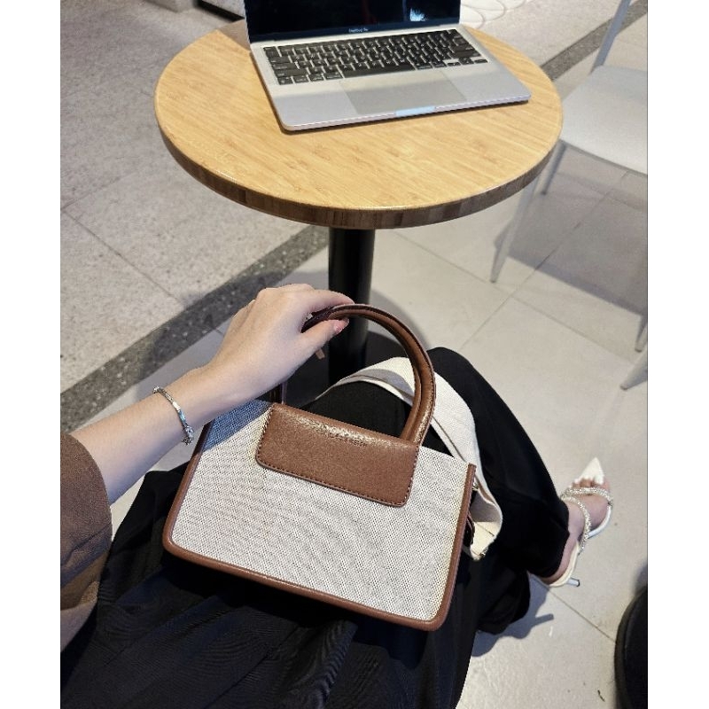 Túi tote cnk 2 quai astra chất cói pha da sang chảnh 22cm