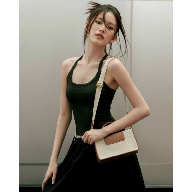 Túi tote cnk 2 quai astra chất cói pha da sang chảnh 22cm