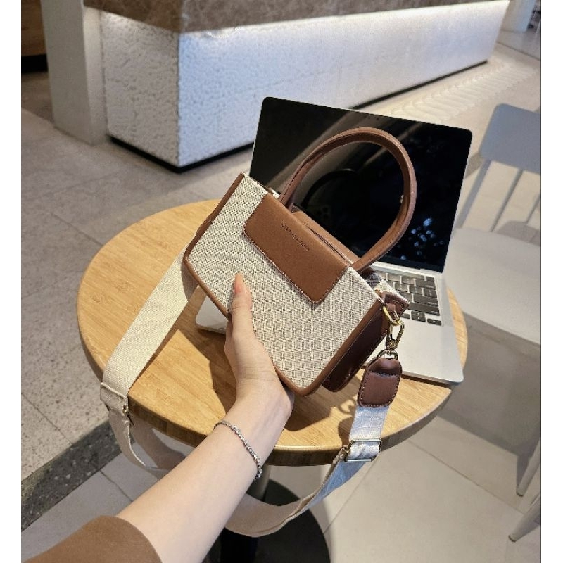 Túi tote cnk 2 quai astra chất cói pha da sang chảnh 22cm