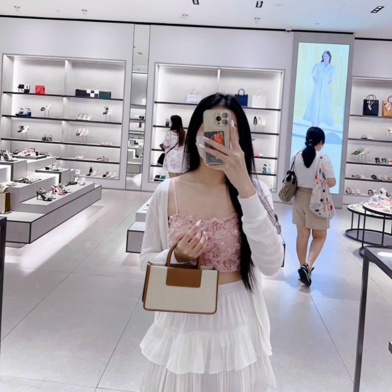 Túi tote cnk 2 quai astra chất cói pha da sang chảnh 22cm