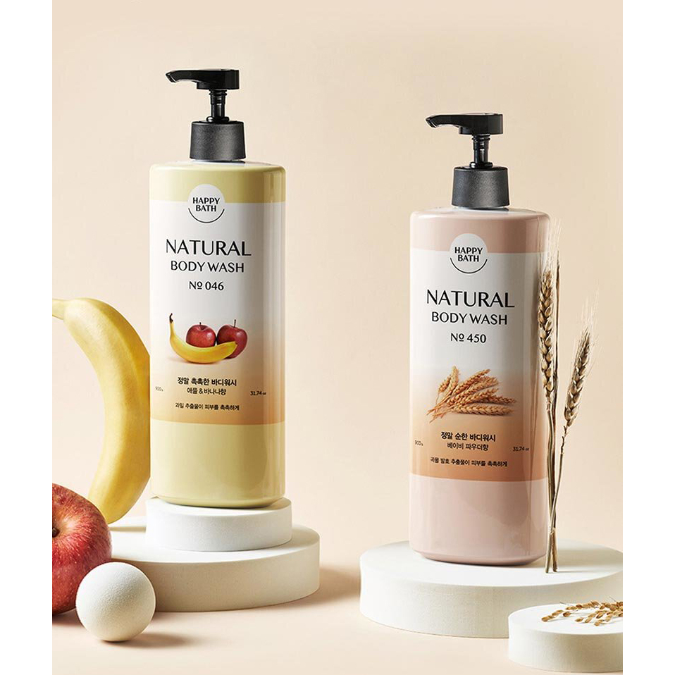 [Tặng Bánh Xà Phòng] Sữa Tắm Happy Bath Natural Body Wash 900g