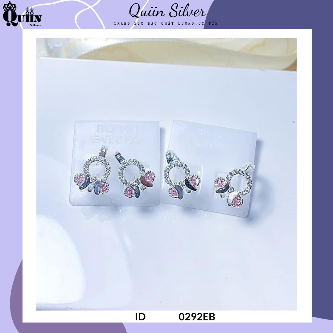 Bông tai/Khuyên tai bạc ta, bạc S925 Quiin - Hình chuột Mickey dành cho bé gái 0292EB