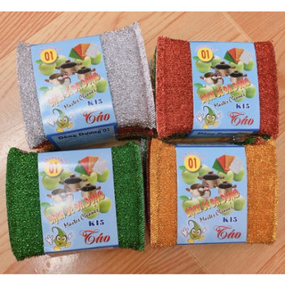 Combo 4 miếng mút rửa chén kim tuyến đủ màu Đông Dương