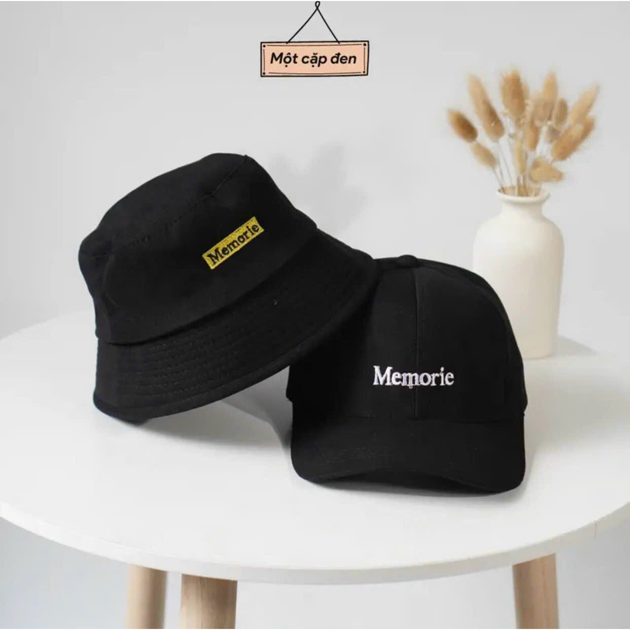 Combo nón đôi, Nón cặp tình nhân MEMORIES vải đẹp chuẩn thời trang (Ảnh thật)
