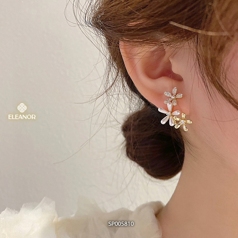 Bông tai nữ chuôi bạc 925 Eleanor Accessories hình hoa đính đá phụ kiện trang sức 5810