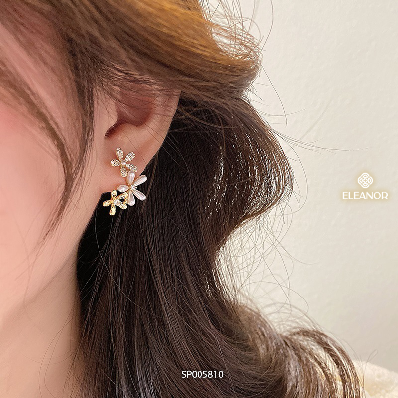 Bông tai nữ chuôi bạc 925 Eleanor Accessories hình hoa đính đá phụ kiện trang sức 5810
