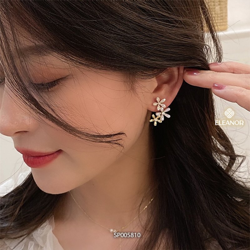 Bông tai nữ chuôi bạc 925 Eleanor Accessories hình hoa đính đá phụ kiện trang sức 5810