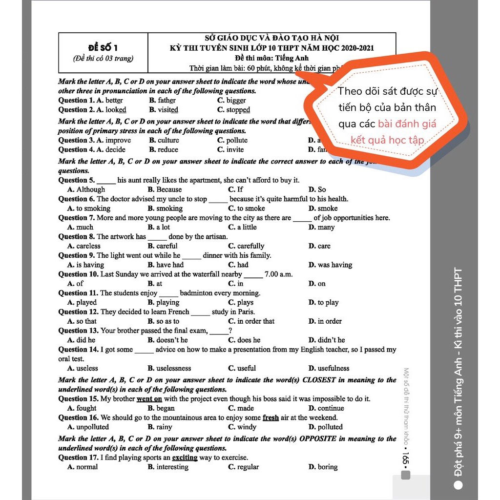 Sách - Đột Phá 9+ Kì Thi Vào Lớp 10 THPT Môn Tiếng Anh - Lớp 9 Ôn Thi Vào Lớp 10