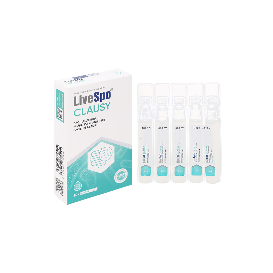 Men vi sinh LiveSpo Clausy - Giảm rối loạn tiêu hóa cho người uống kháng sinh hộp 10 ống x 5ml