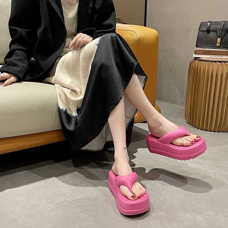 Dép nữ dép tông xỏ ngón đế cao 7cm nhiều màu dép đi mưa, đi biển sang chảnh