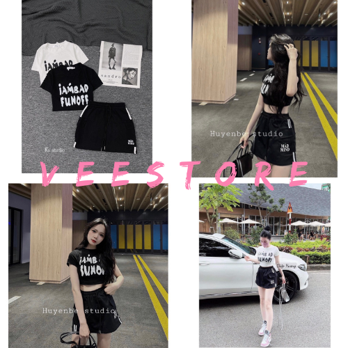 Set áo croptop chân váy túi hộp MAD/Bộ đồ nữ chân váy ngắn thiết kế túi hộp mix áo kiểu croptop style Hàn Quốc VEESTORE