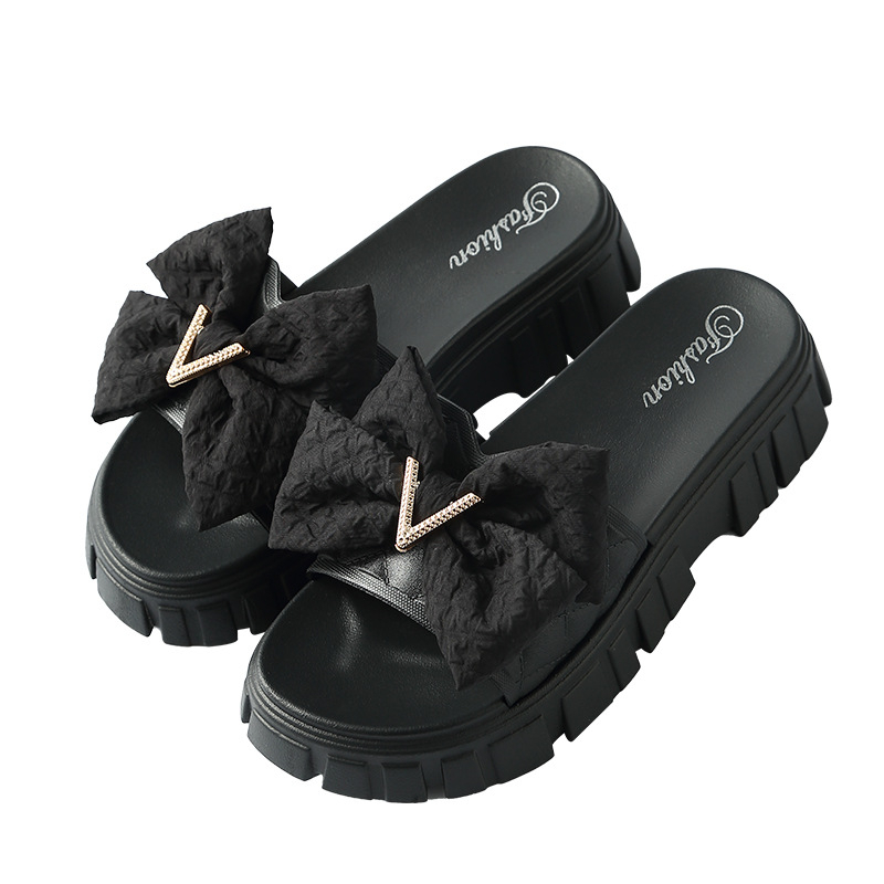 Dép Nữ Quai Nơ Đính Đá Chữ V Siêu Xinh Nâng Chiều Cao MSP 2089