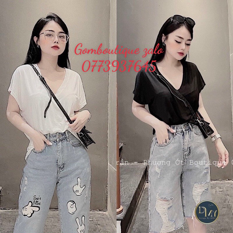 Áo thun cổ tim tay ngắn xnk 💋Áo phông cổ chữ V nữ tay nhí 💋Áo phông nữ cổ tim tay hến