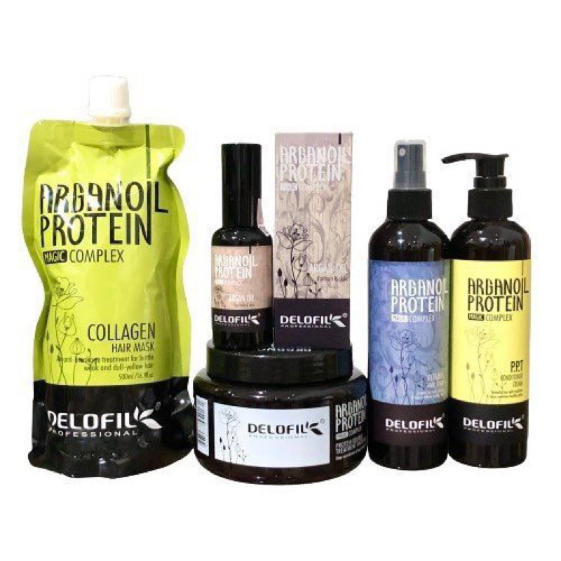 [+Tặng mũ trùm] Bộ dầu hấp ủ dưỡng Delofil Collagen Keratin Argan Oil Protein siêu mượt tóc